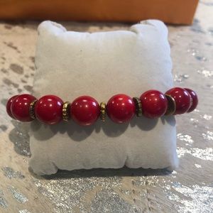 Red beaded gold plated bracelet